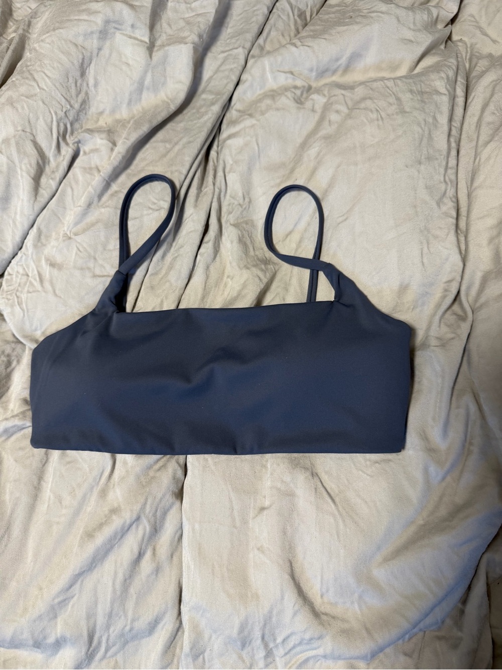Simple Navy Square Neck Bikini Top with removable pads